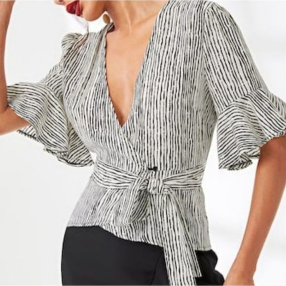 Pinstripe Wrap Blouse - Picture 4 of 6